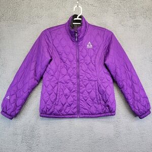 Gerry Jacket Womens Small Purple Full Zip Quilted Lightweight Fleece Warm Winter
